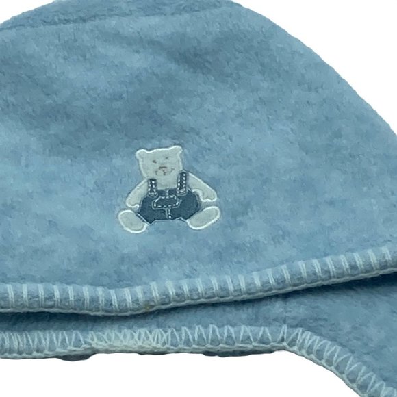 Baby Baby Infant Blue Bear Overalls Winter Stocking Beanie Cap Hat 2-6 months - Picture 2 of 9